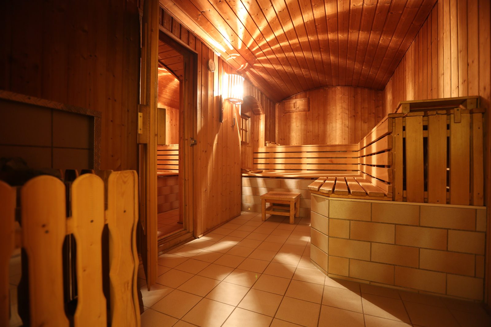 Blick in die Sauna des Sportstudios Schönefeld